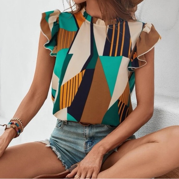 Boho blouse ruffle sleeveless - Picture 4 of 7